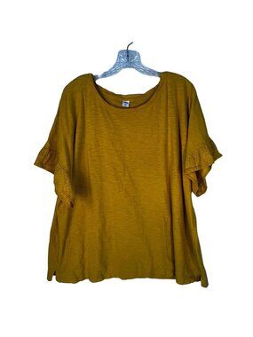 Old Navy Lace Ruffle Shirt Size XXL Yellow Casual Summer
